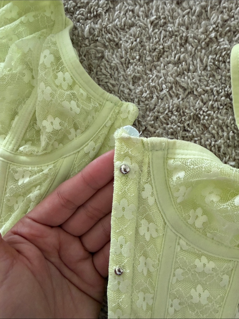 Urban Outfitters Pale Yellow Lace Corset Top - Picture 3 of 3